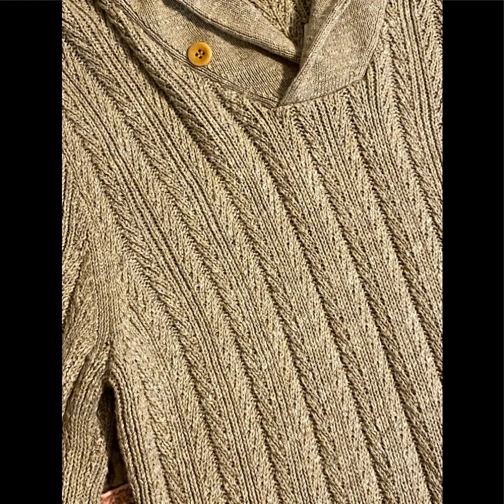 NWT J Crew Cotton Mariner Shawl Collar Sweater Suede Elbow Khaki F4676 S…